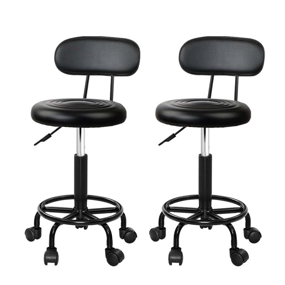 Marlook 2x Salon Stool Swivel Chair Backrest