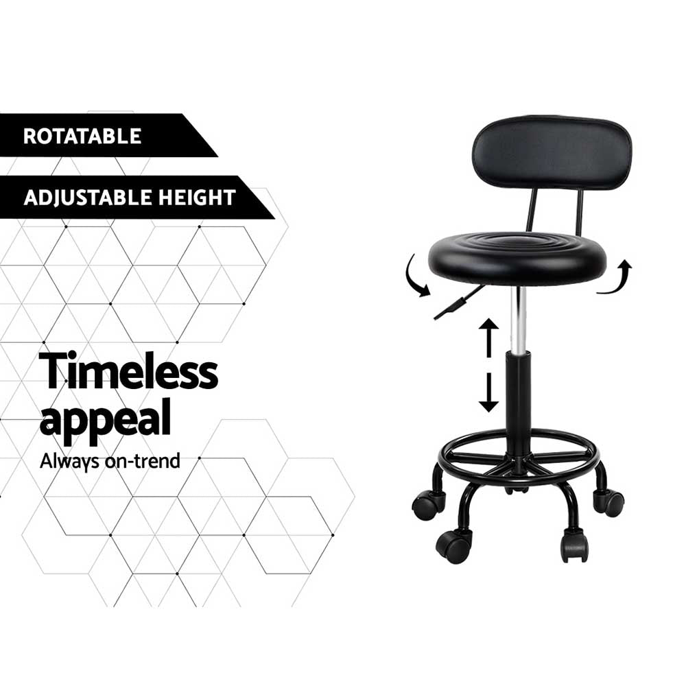Marlook 2x Salon Stool Swivel Chair Backrest