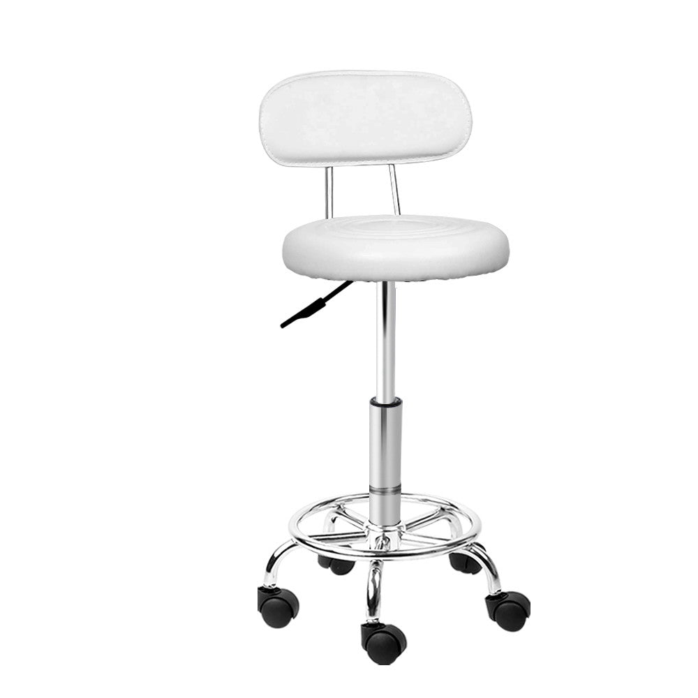 Marlook Salon Stool Swivel Chair Backrest White