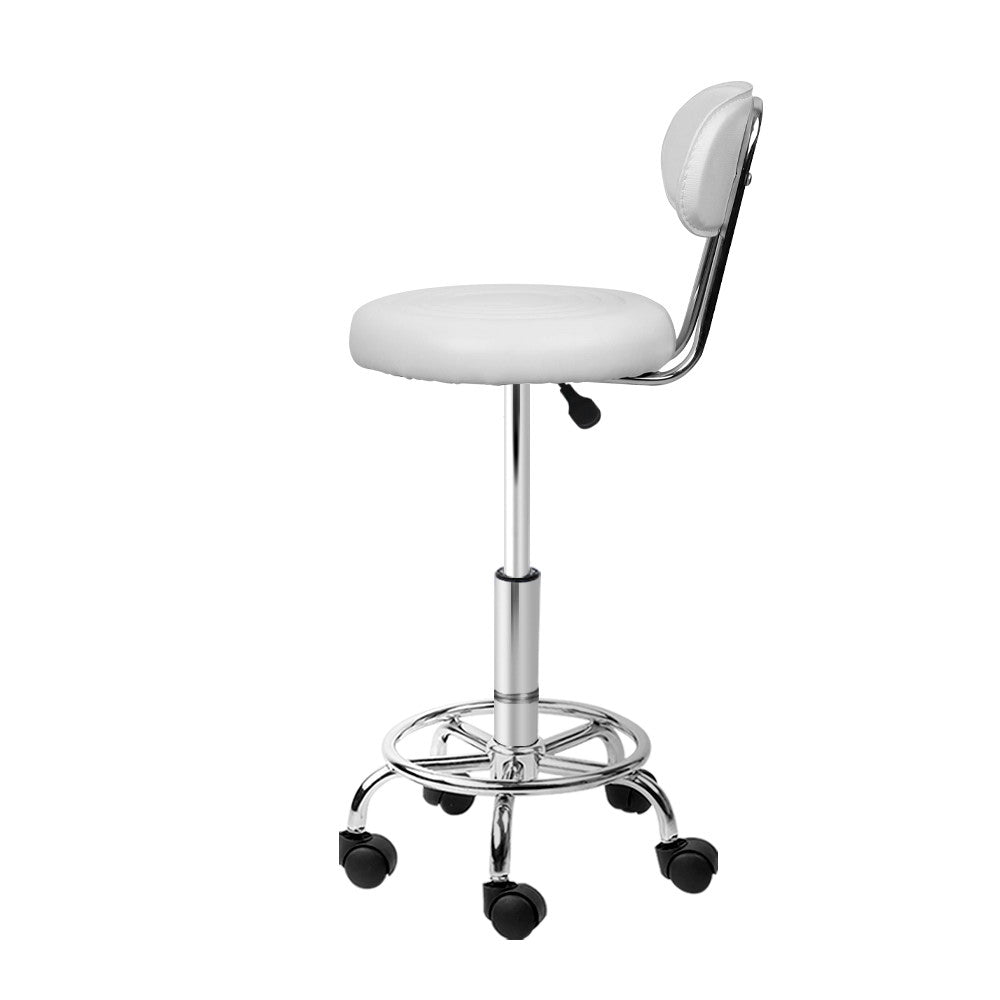 Marlook 2x Salon Stool Swivel Chair Backrest White
