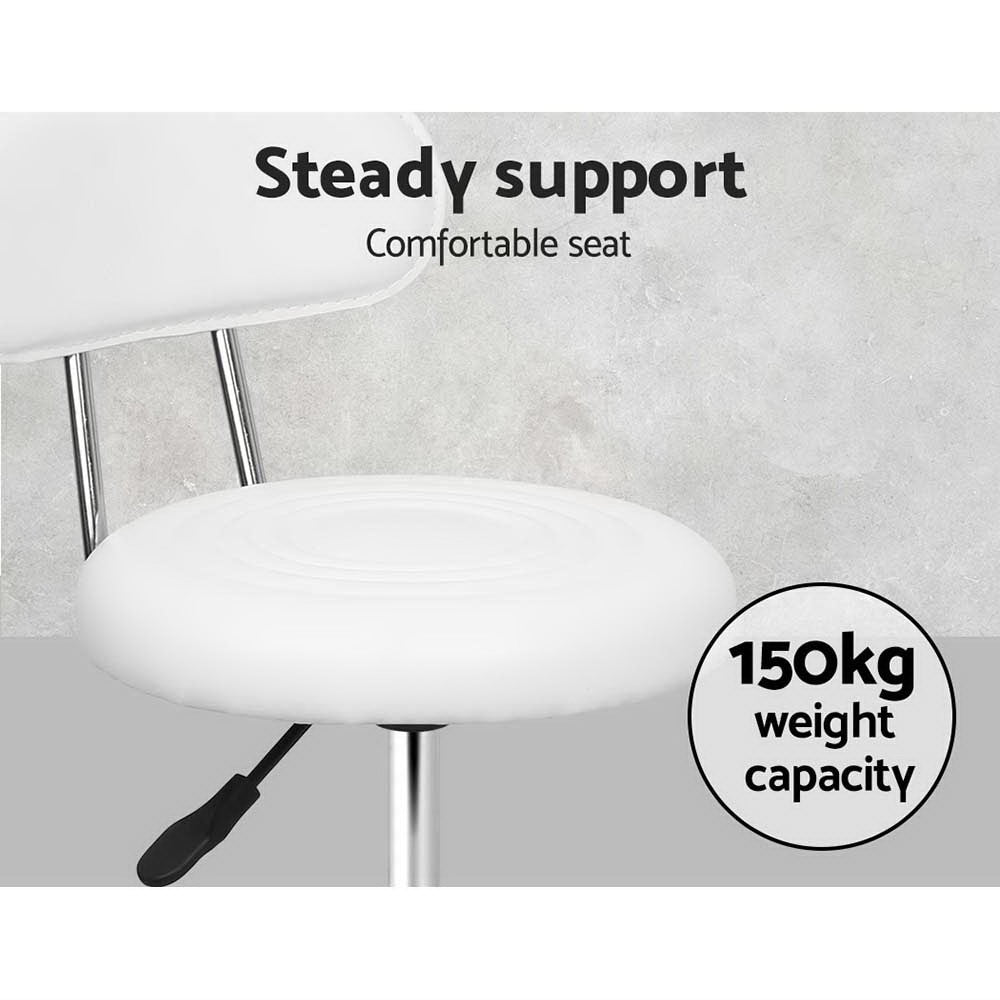 Marlook 2x Salon Stool Swivel Chair Backrest White