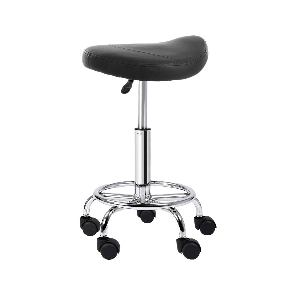 Marlook 2x Salon Stool Saddle Swivel Chair Black