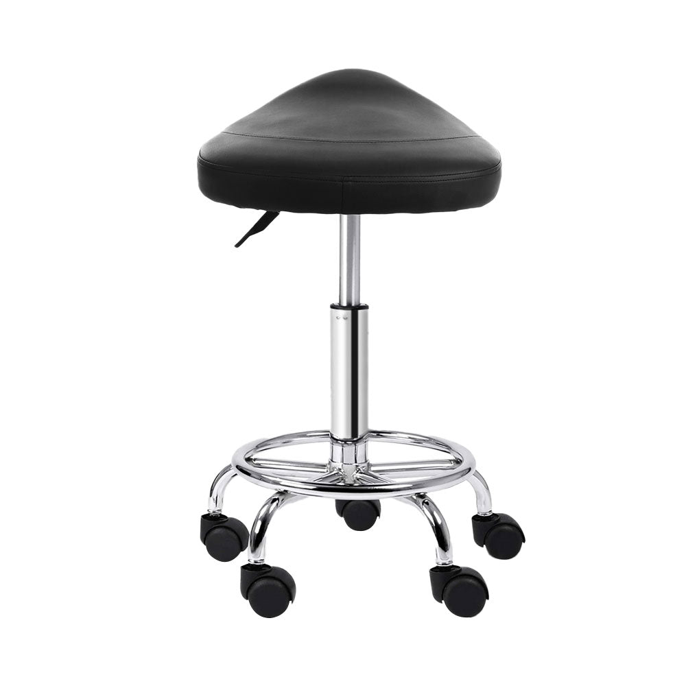 Marlook 2x Salon Stool Saddle Swivel Chair Black
