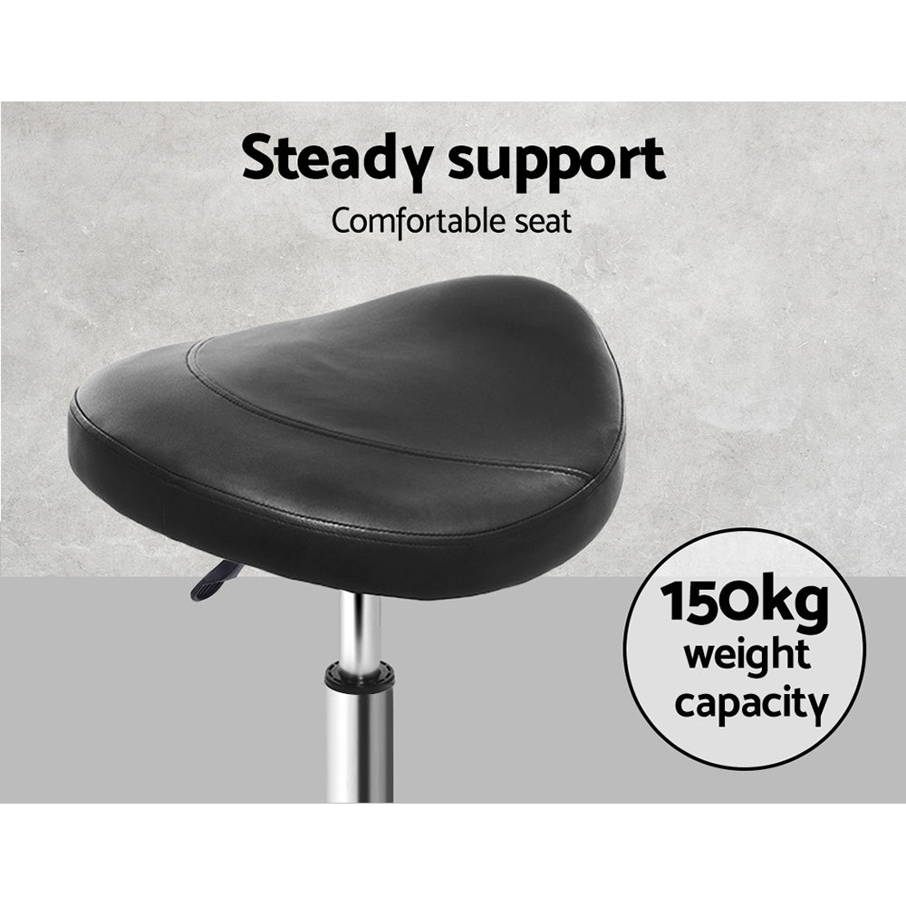 Marlook 2x Salon Stool Saddle Swivel Chair Black