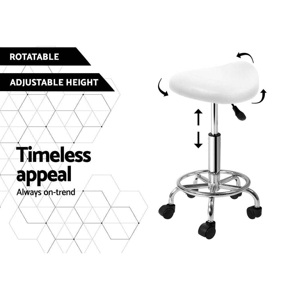 Marlook Salon Stool Saddle Swivel Chair White