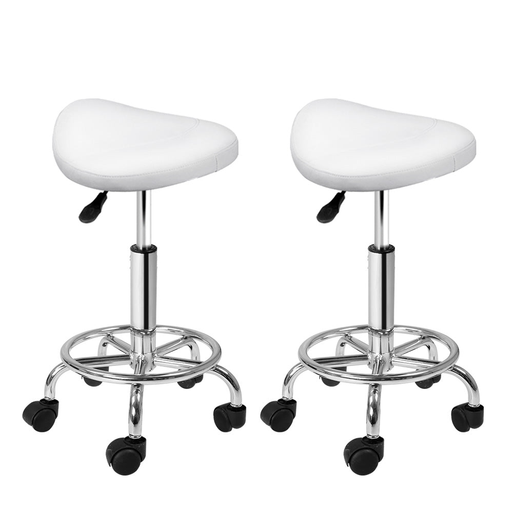 Marlook 2x Salon Stool Saddle Swivel Chair White