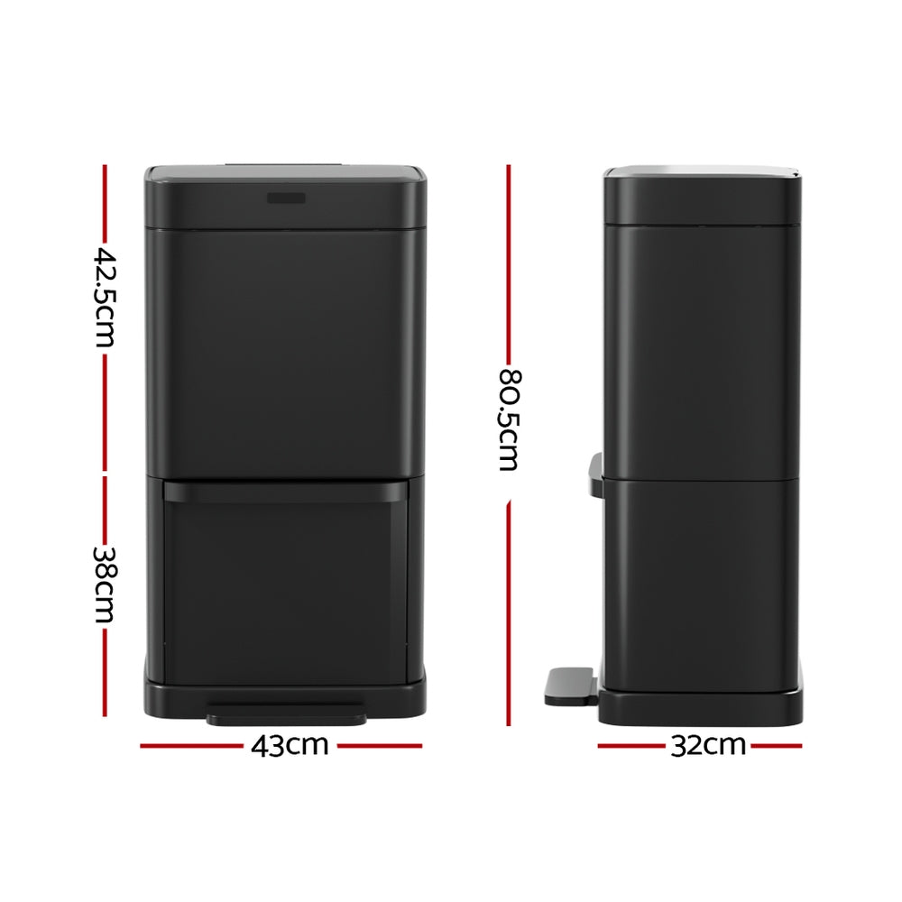 Marlook 70L Motion Sensor Bin Pedal Bins Automatic Black