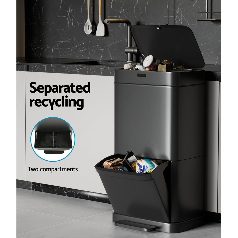 Marlook 70L Motion Sensor Bin Pedal Bins Automatic Black