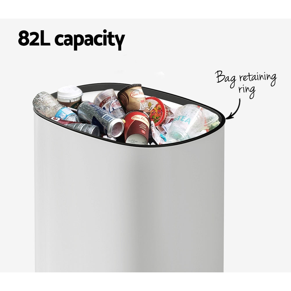 Marlook 82L Motion Sensor Bin Rubbish Automatic White
