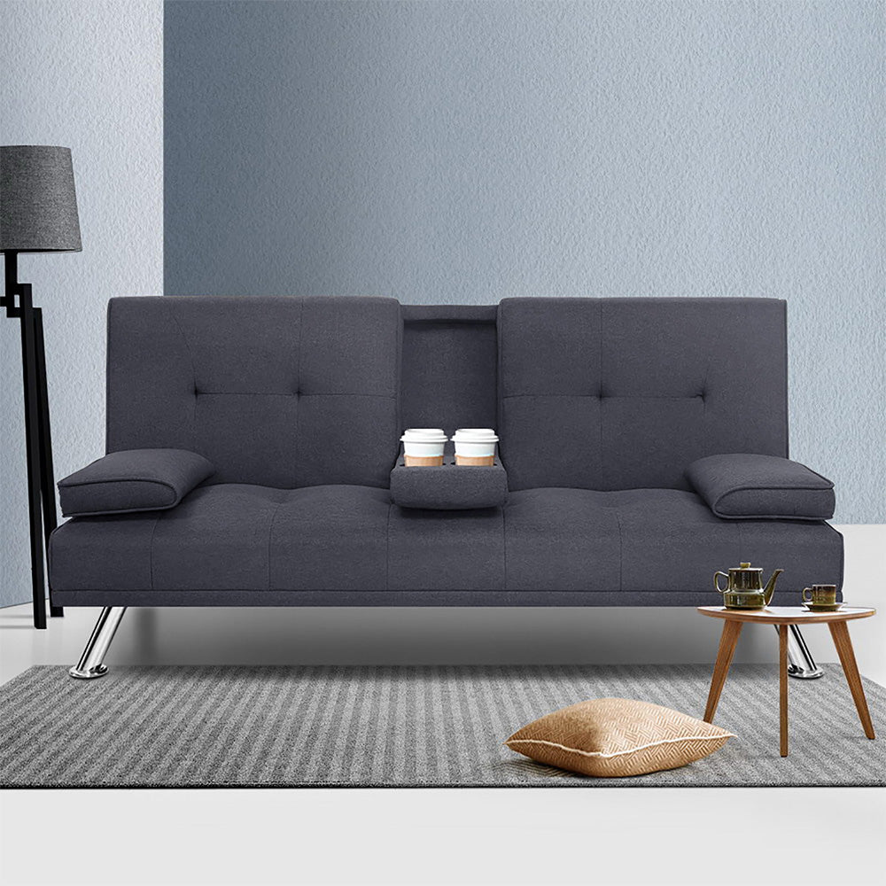Marlook Sofa Bed 175CM Dark Grey Fabric