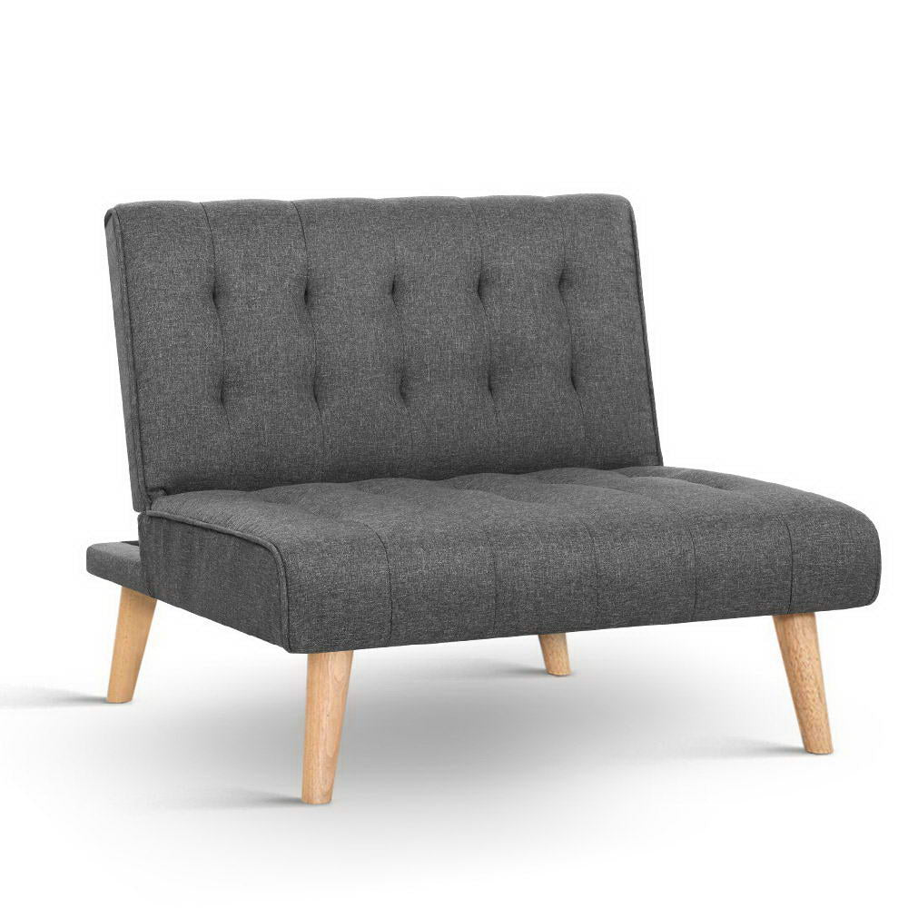 Marlook Recliner Single Sofa Bed Dark Grey Fabric
