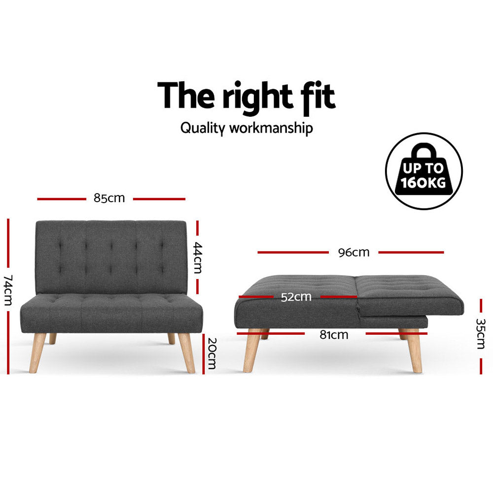Marlook Recliner Single Sofa Bed Dark Grey Fabric