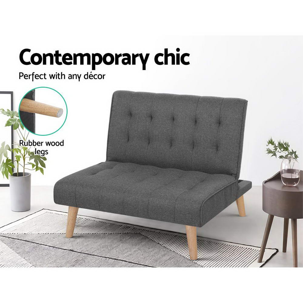 Marlook Recliner Single Sofa Bed Dark Grey Fabric