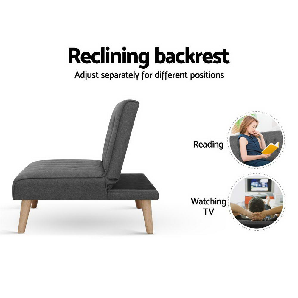 Marlook Recliner Single Sofa Bed Dark Grey Fabric