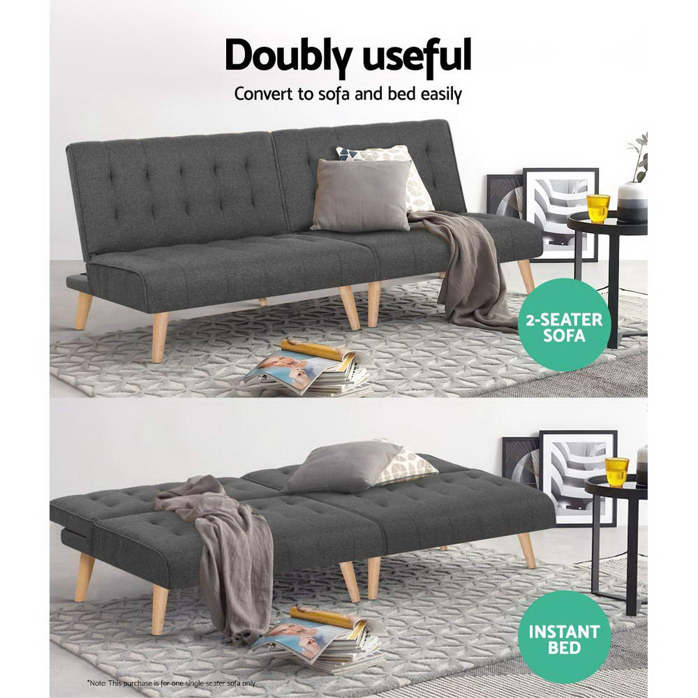 Marlook Recliner Single Sofa Bed Dark Grey Fabric