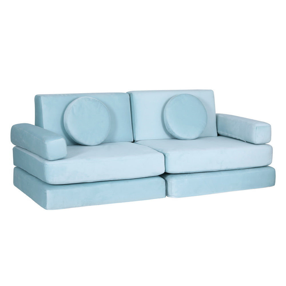 Marlook Sofa Bed 2 Seater Kid DIY Play Couch Velvet Blue
