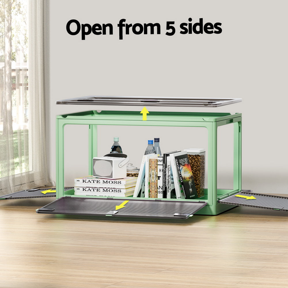 Marlook Storage Container Foldable Stackable Large 5 Sides Open Transparent 140L