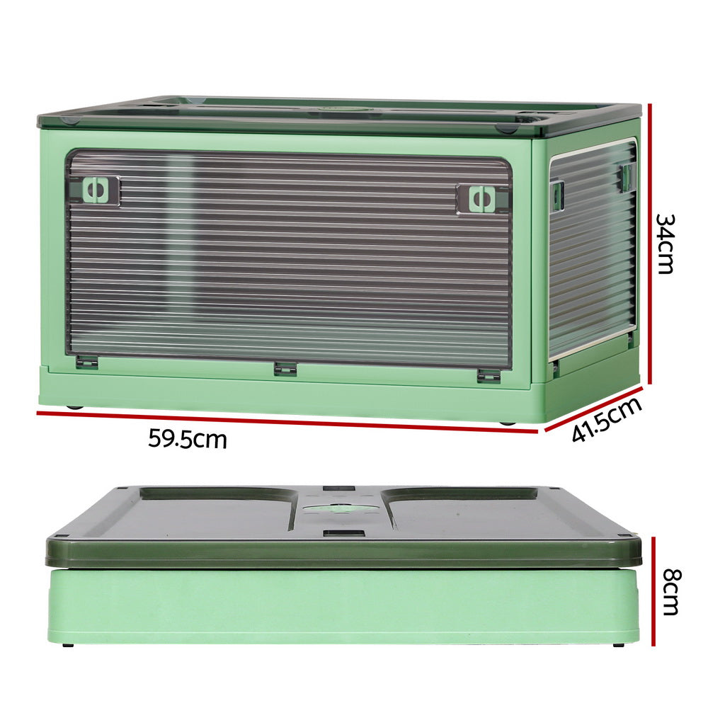 Marlook Storage Container Foldable Stackable Large 5 Sides Open Transparent 82L