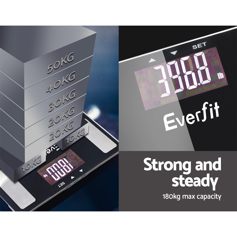 Marlook Body Fat Bathroom Scale Weighing Wireless Bluetooth Gym 180KG