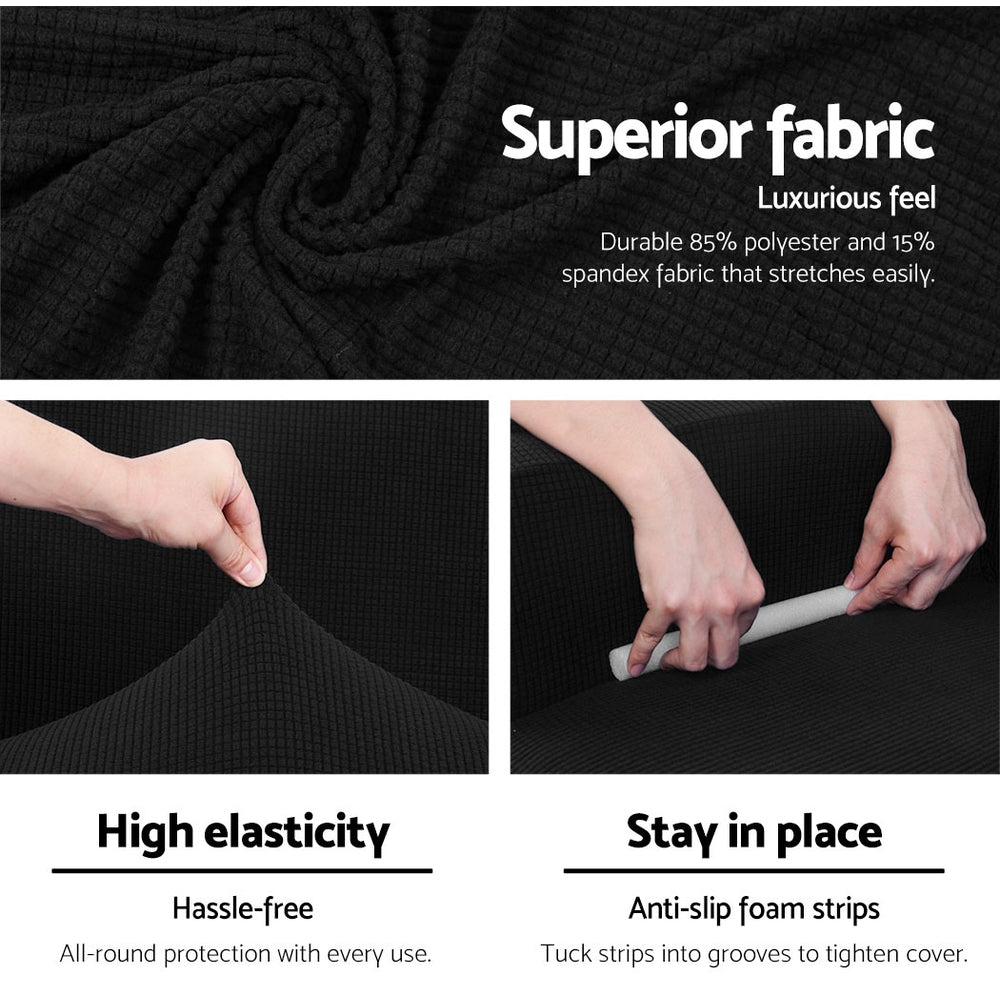 Marlook Sofa Cover Couch Covers 3 Seater High Stretch Black