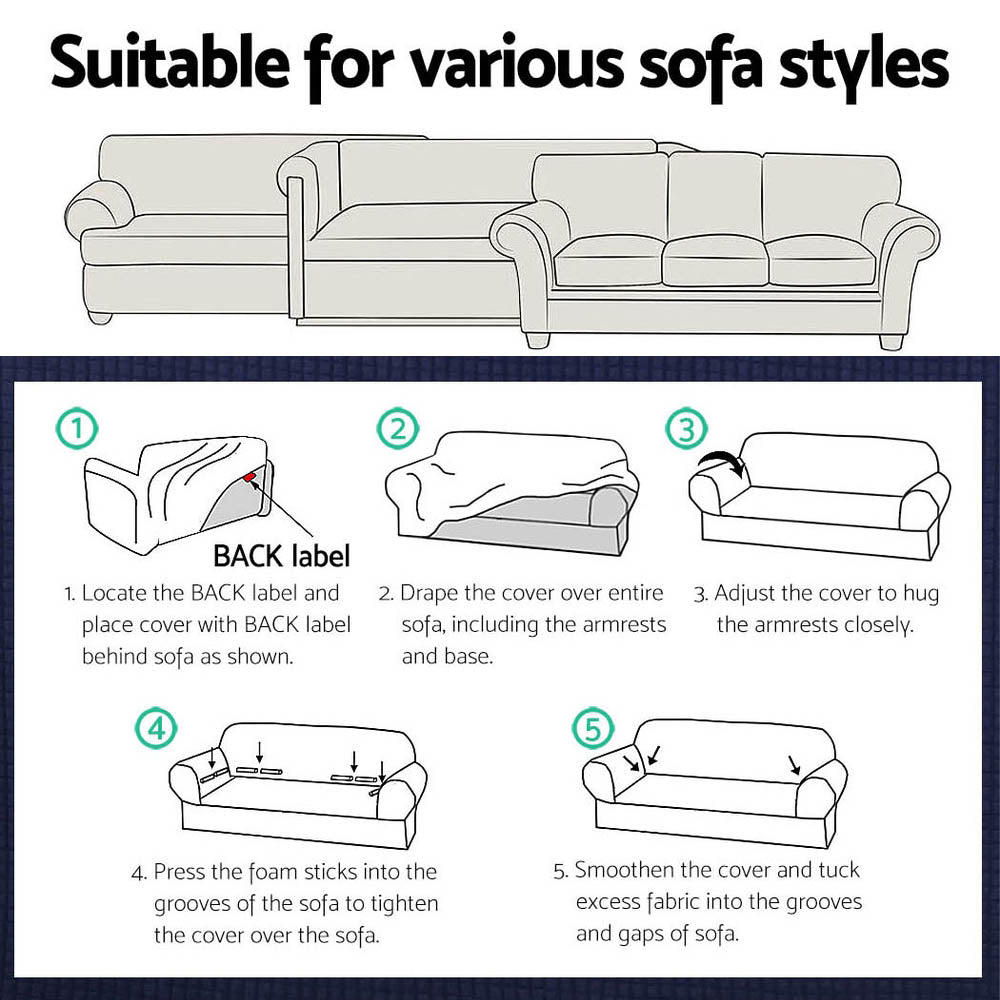 Marlook Sofa Cover Couch Covers 3 Seater High Stretch Black
