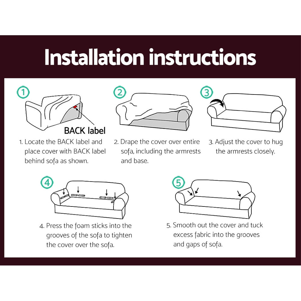 Marlook Sofa Cover Couch Covers 3 Seater Stretch Burgundy