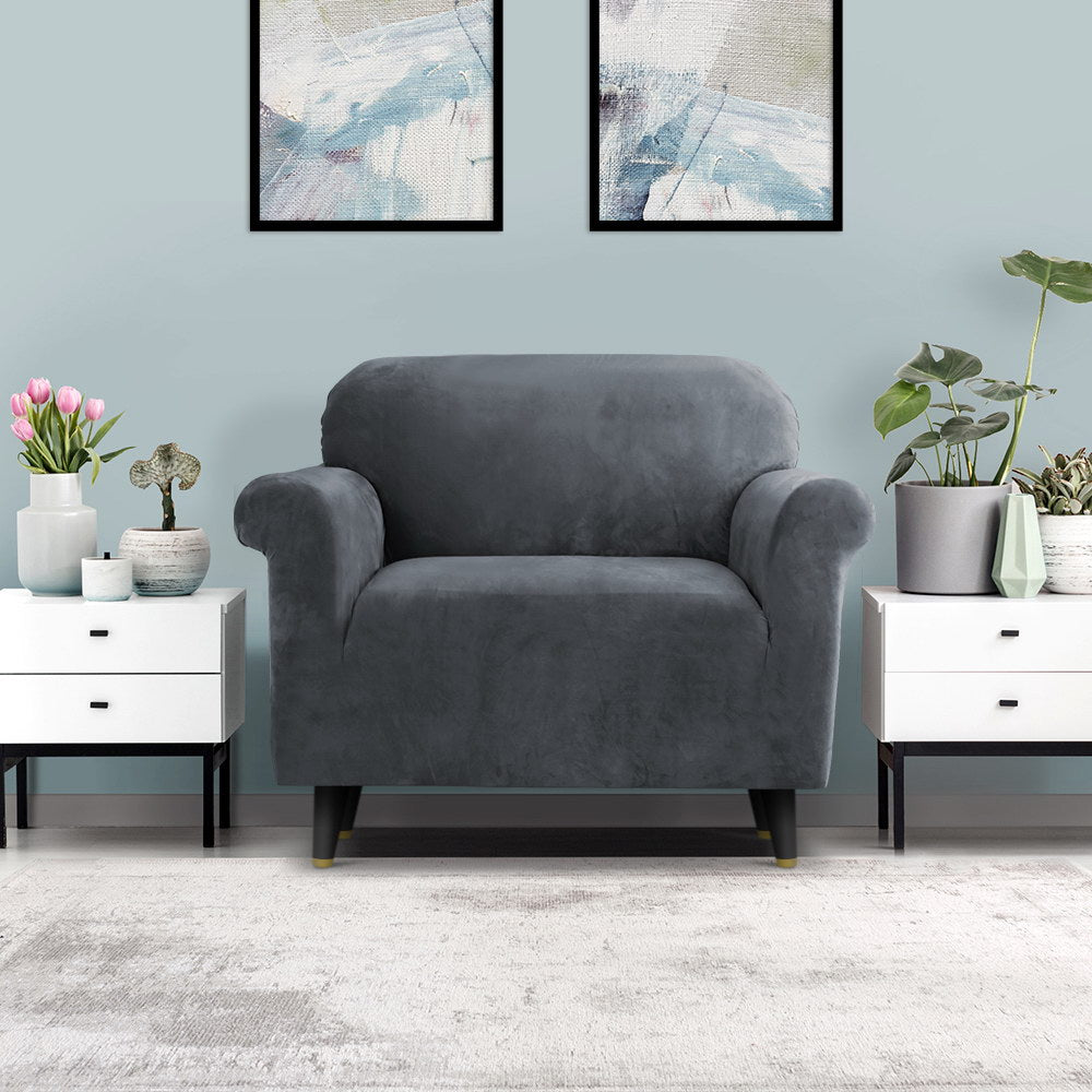 Marlook Sofa Cover Couch Covers 1 Seater Velvet Grey