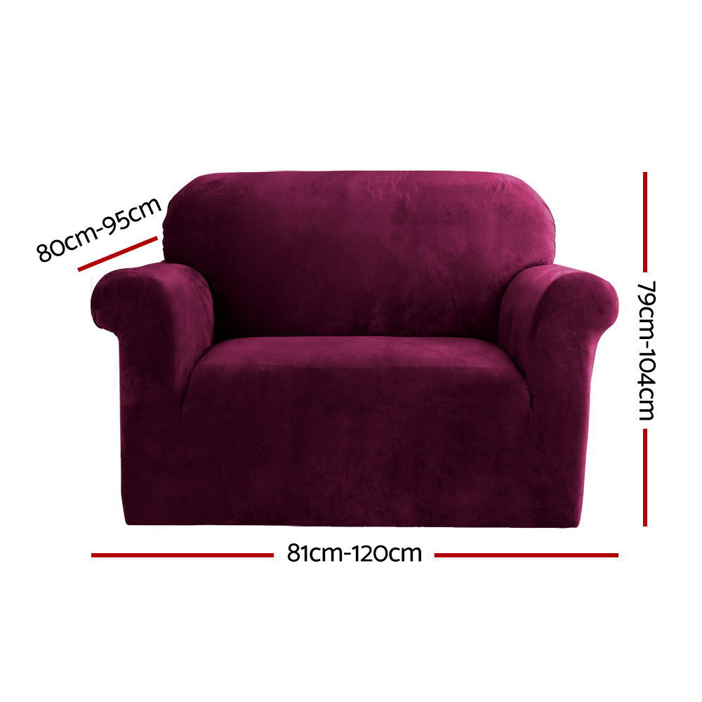 Marlook Sofa Cover Couch Covers 1 Seater Velvet Ruby Red