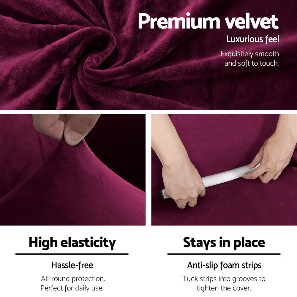Marlook Sofa Cover Couch Covers 1 Seater Velvet Ruby Red