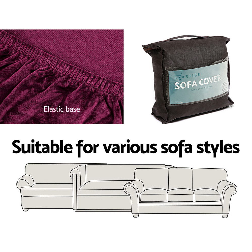 Marlook Sofa Cover Couch Covers 1 Seater Velvet Ruby Red