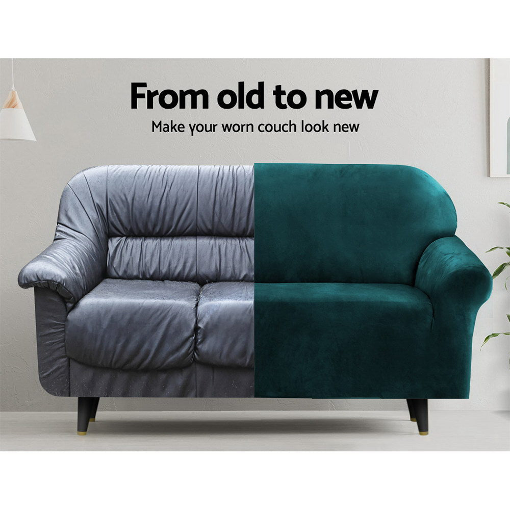 Marlook Sofa Cover Couch Covers 2 Seater Velvet Agate Green