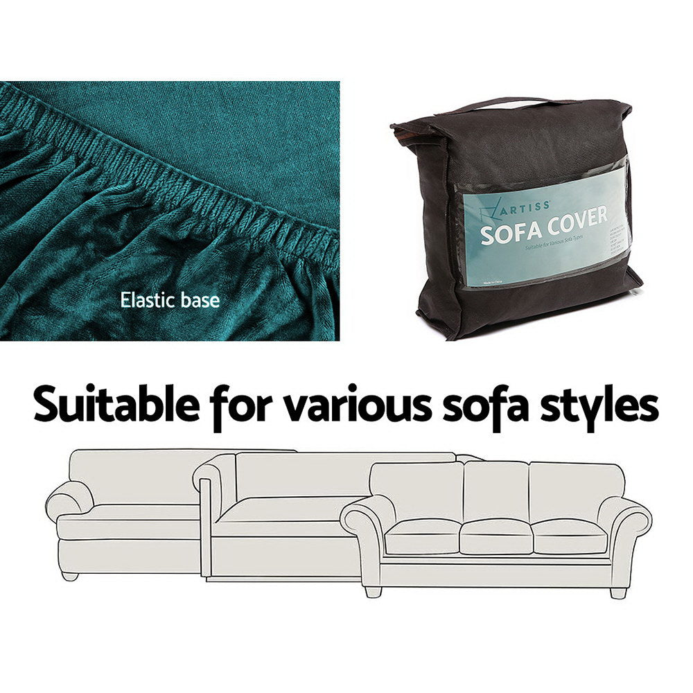 Marlook Sofa Cover Couch Covers 2 Seater Velvet Agate Green