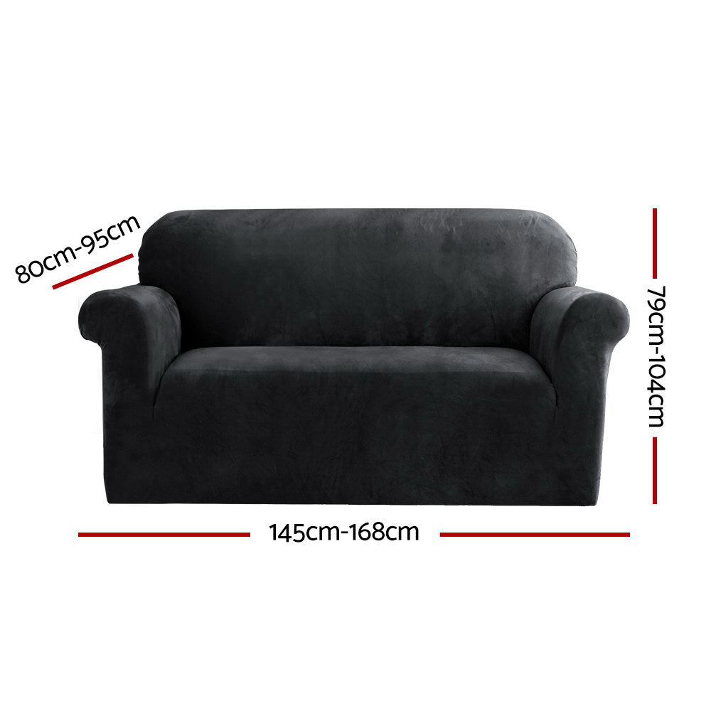 Marlook Sofa Cover Couch Covers 2 Seater Velvet Black