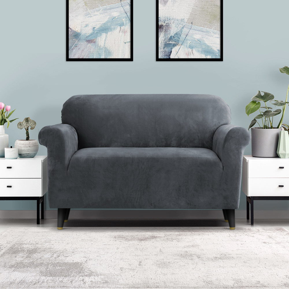 Marlook Sofa Cover Couch Covers 2 Seater Velvet Grey