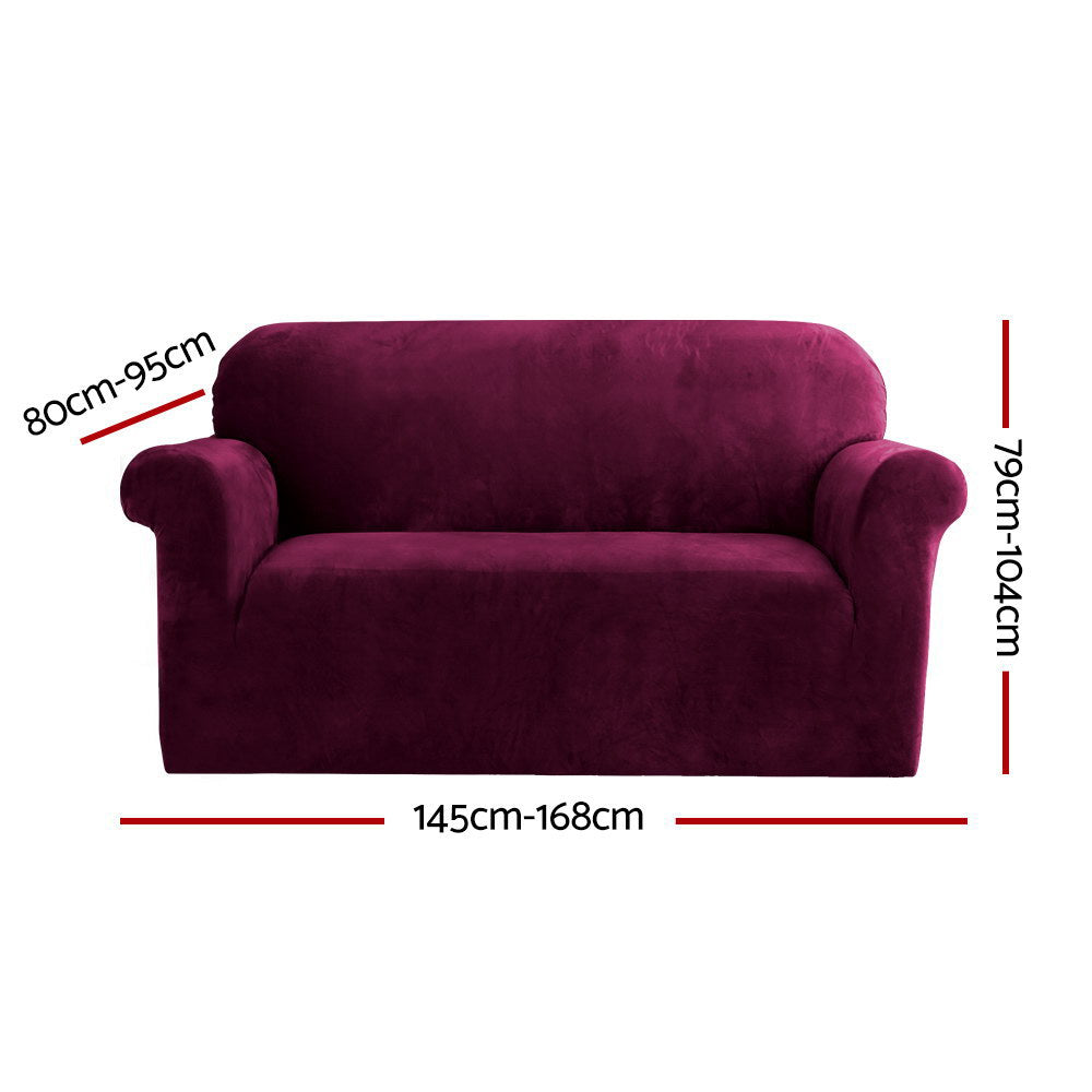 Marlook Sofa Cover Couch Covers 2 Seater Velvet Ruby Red