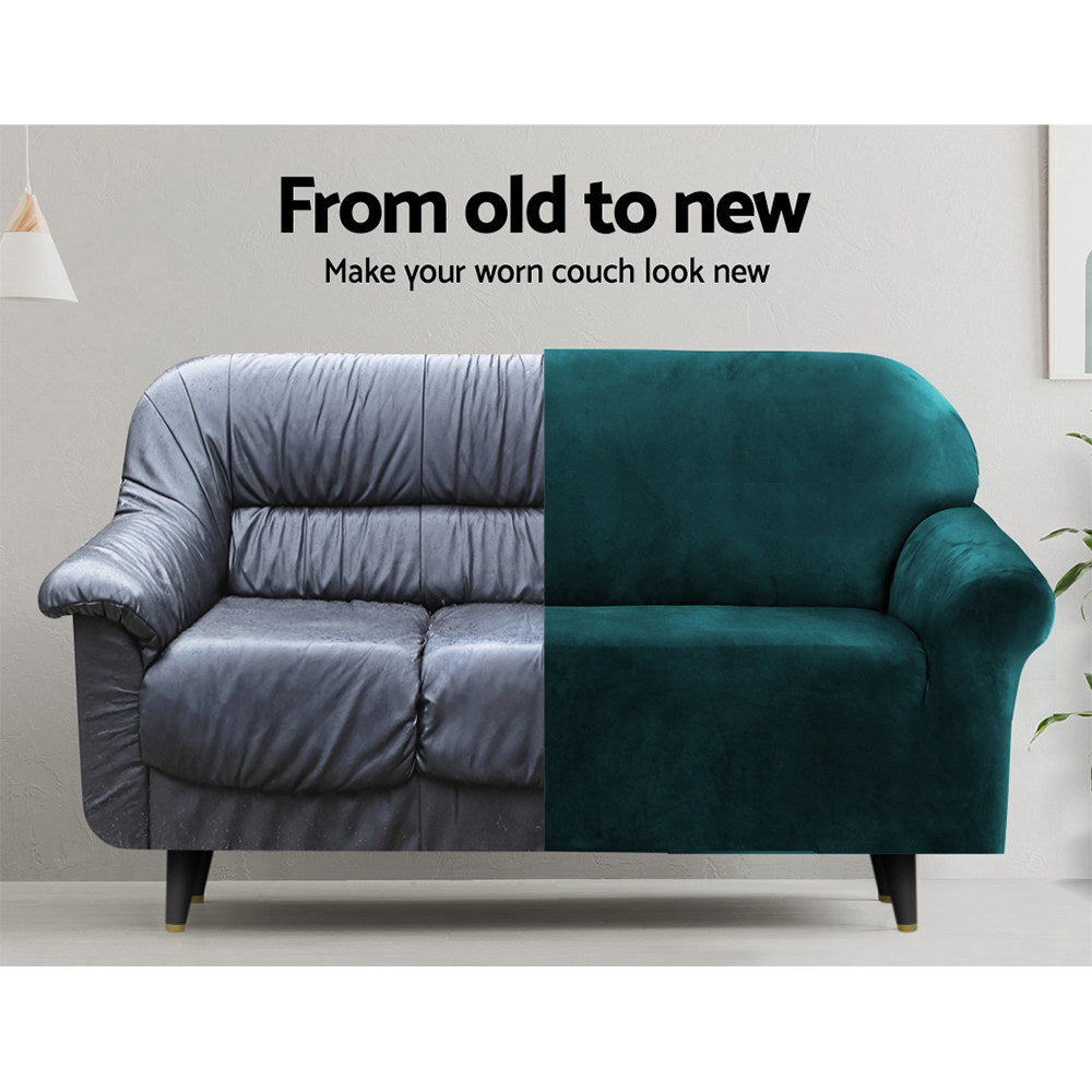 Marlook Sofa Cover Couch Covers 3 Seater Velvet Agate Green