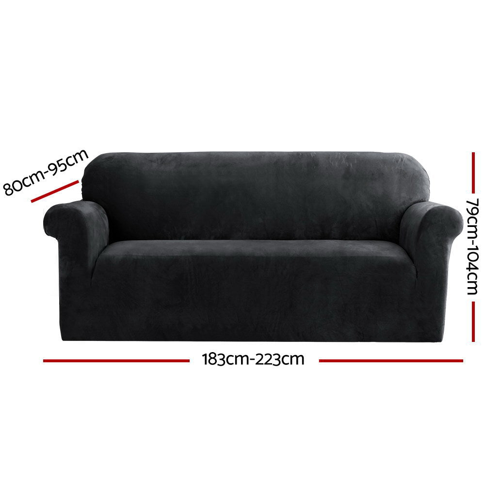 Marlook Sofa Cover Couch Covers 3 Seater Velvet Black