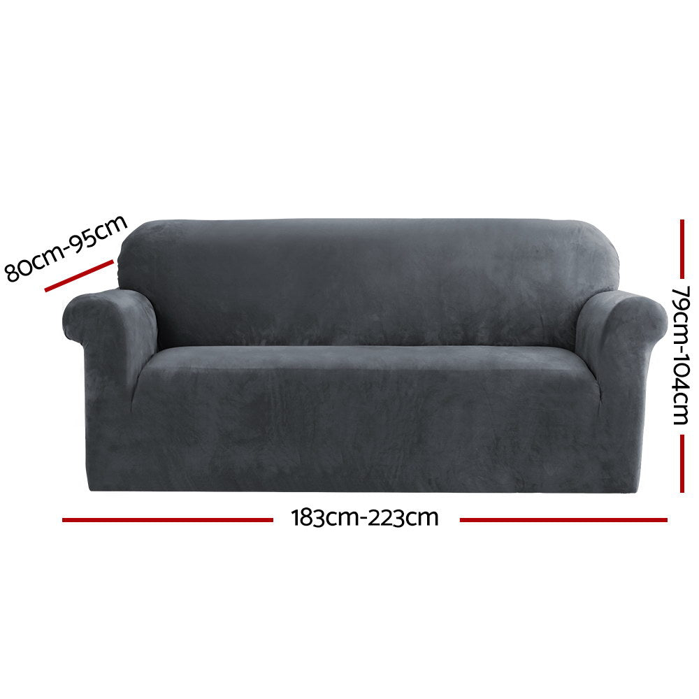 Marlook Sofa Cover Couch Covers 3 Seater Velvet Grey