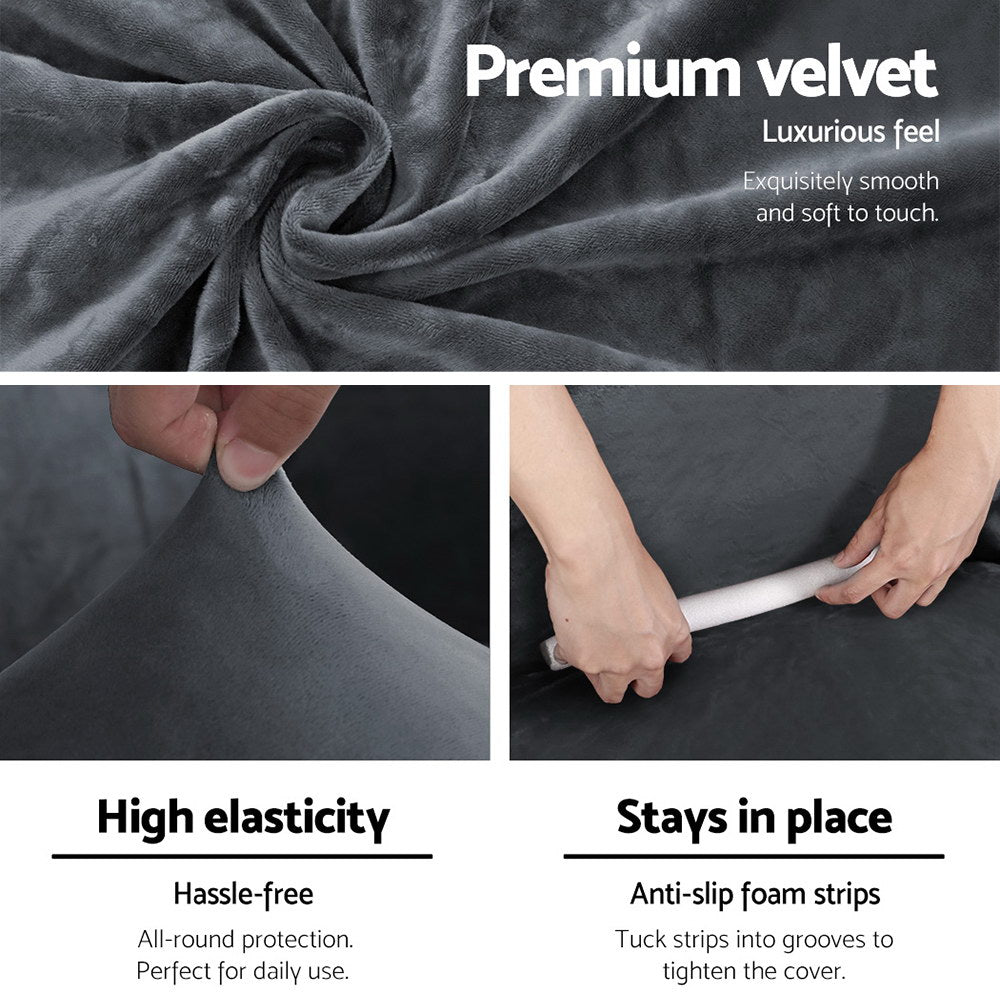 Marlook Sofa Cover Couch Covers 3 Seater Velvet Grey