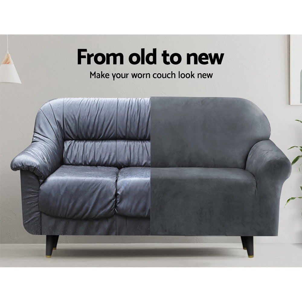 Marlook Sofa Cover Couch Covers 3 Seater Velvet Grey