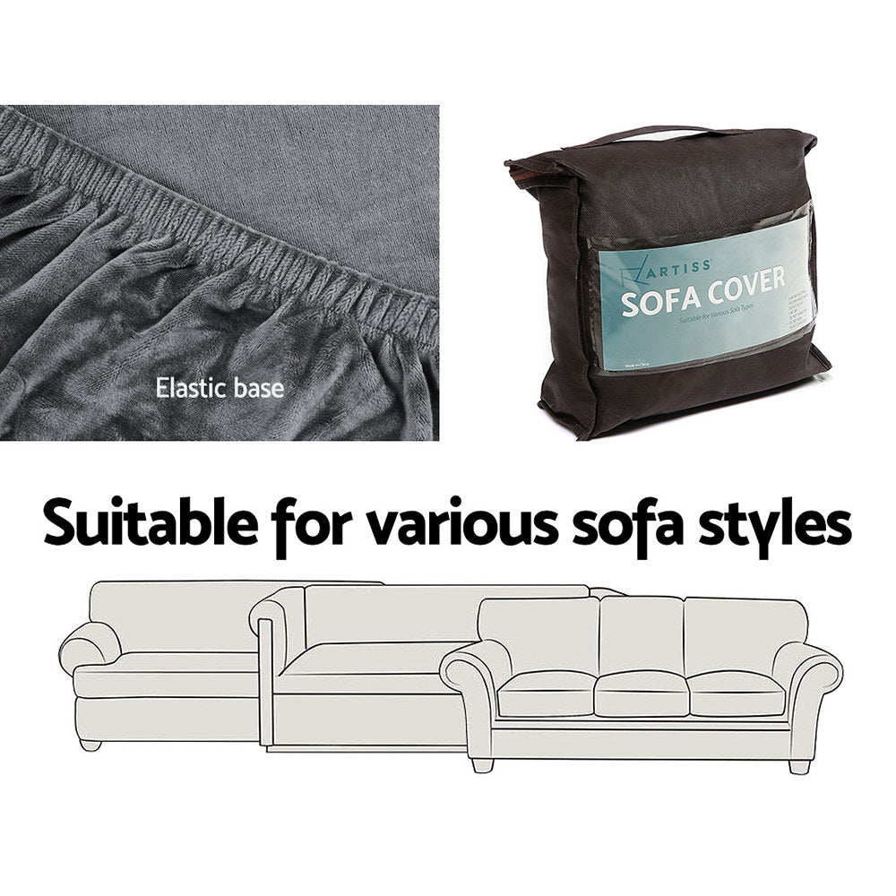 Marlook Sofa Cover Couch Covers 3 Seater Velvet Grey