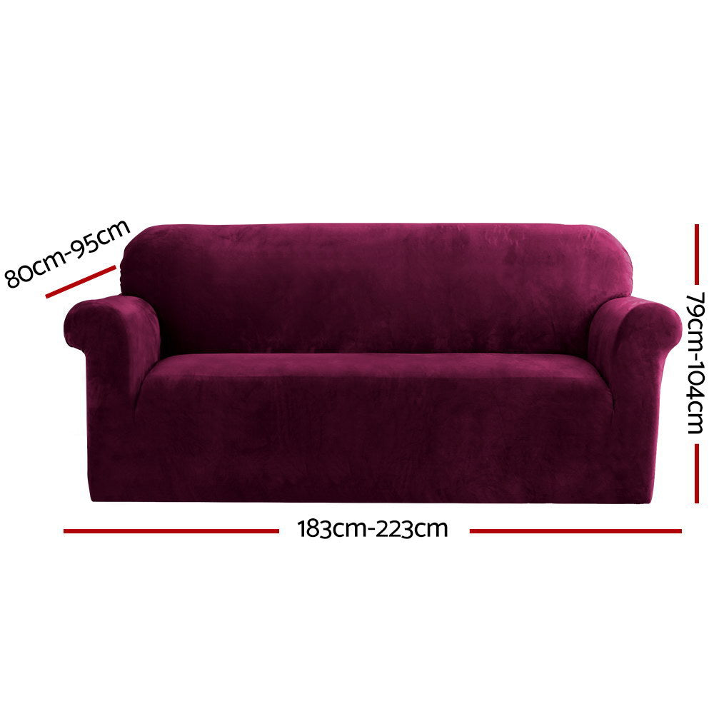 Marlook Sofa Cover Couch Covers 3 Seater Velvet Ruby Red