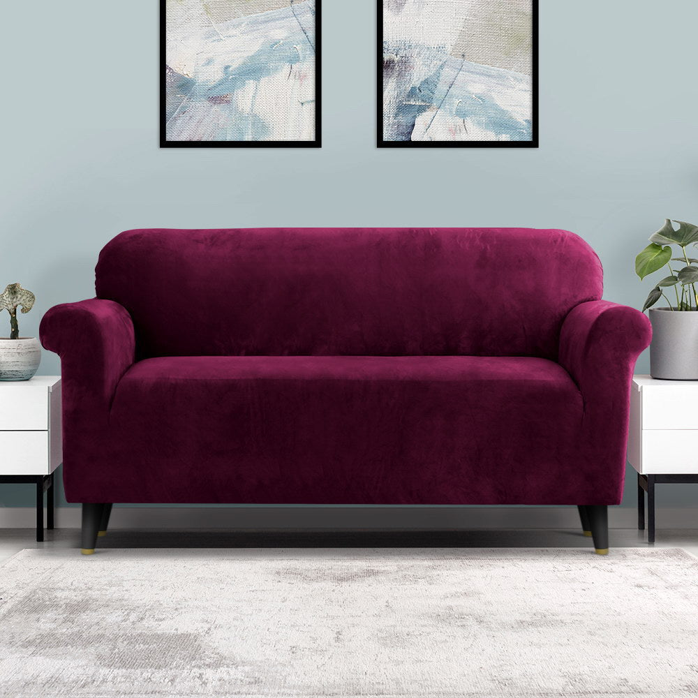 Marlook Sofa Cover Couch Covers 3 Seater Velvet Ruby Red