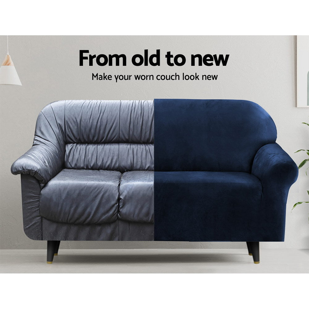 Marlook Sofa Cover Couch Covers 3 Seater Velvet Sapphire