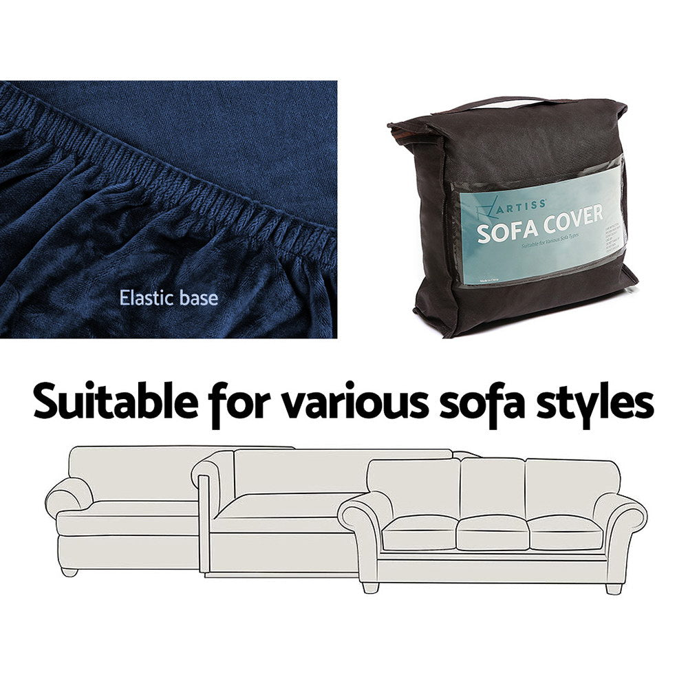 Marlook Sofa Cover Couch Covers 3 Seater Velvet Sapphire