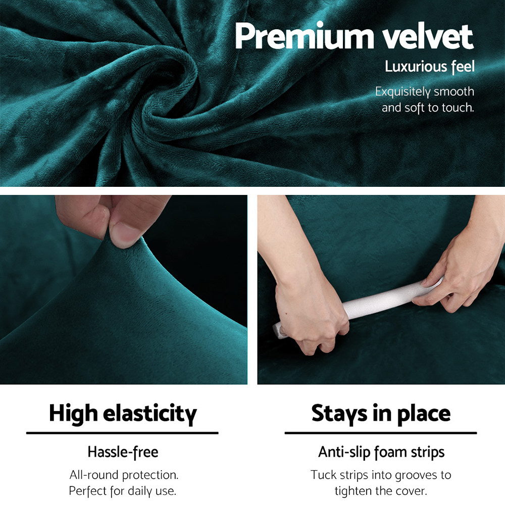 Marlook Sofa Cover Couch Covers 4 Seater Velvet Agate Green