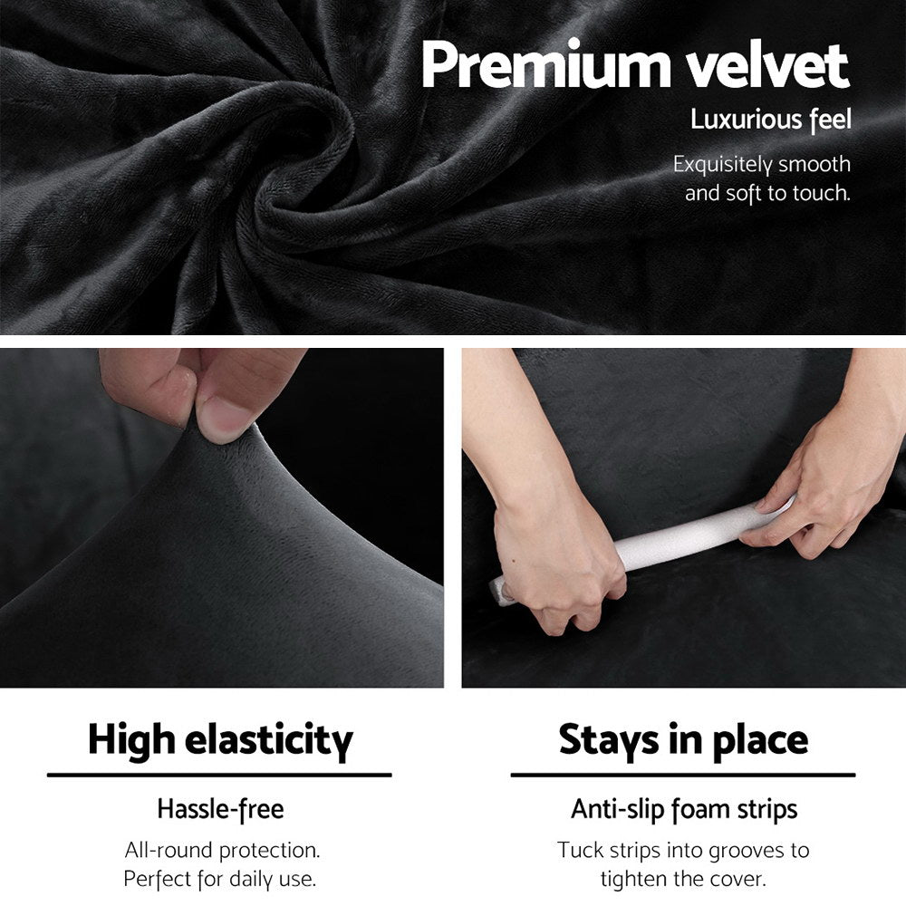 Marlook Sofa Cover Couch Covers 4 Seater Velvet Black