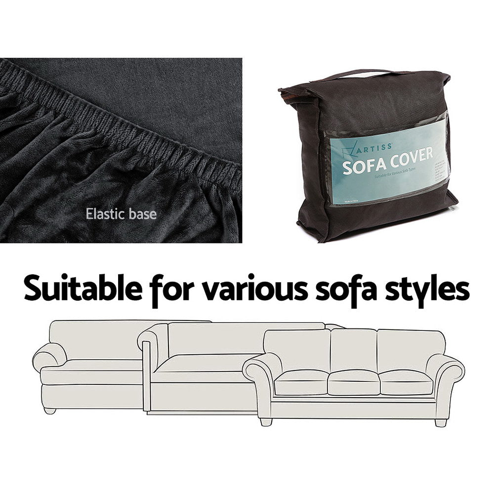 Marlook Sofa Cover Couch Covers 4 Seater Velvet Black