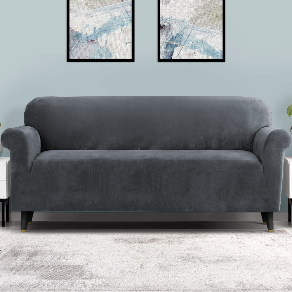 Marlook Sofa Cover Couch Covers 4 Seater Velvet Grey