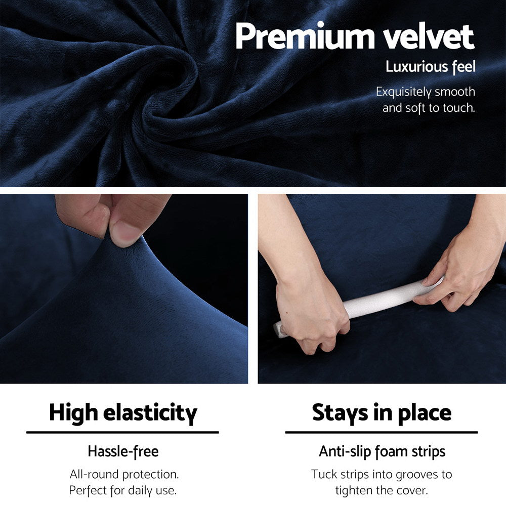 Marlook Sofa Cover Couch Covers 4 Seater Velvet Sapphire